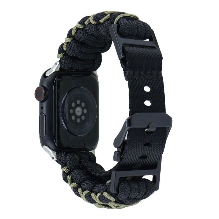 Skorter | For Apple Watch SE 2022 44mm Dual-Layer Woven Paracord Buckle Band (Black Army Green)