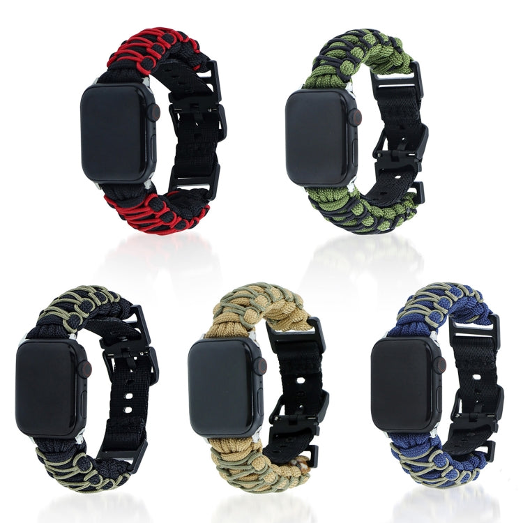 Skorter | For Apple Watch SE 2023 44mm Dual-Layer Braided Paracord Buckle Strap (Army Green Black)