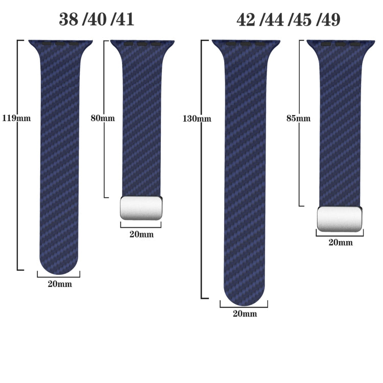 Skorter | For Apple Watch SE 2023 44mm Carbon Fiber Magnetic Silver Buckle Watch Band (Royal Blue White)