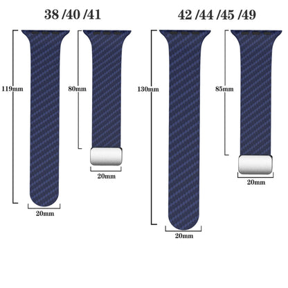 Skorter | For Apple Watch SE 2023 44mm Carbon Fiber Magnetic Silver Buckle Watch Band (Royal Blue Light Blue)