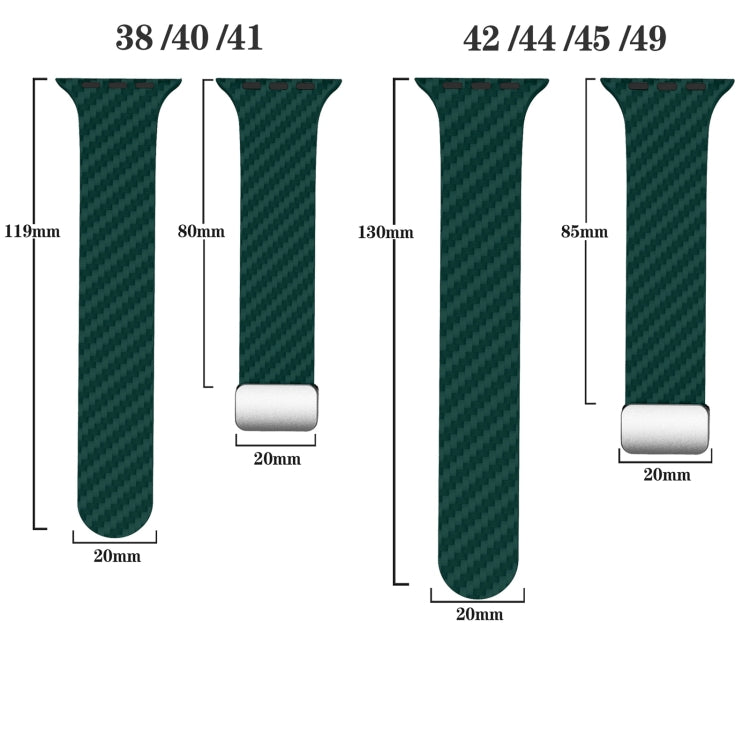 Skorter | For Apple Watch SE 2023 44mm Carbon Fiber Magnetic Silver Buckle Watch Band (Dark Green Orange)