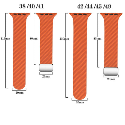 Skorter | For Apple Watch 42mm Carbon Fiber Magnetic Silver Buckle Watch Band (Orange Grass)