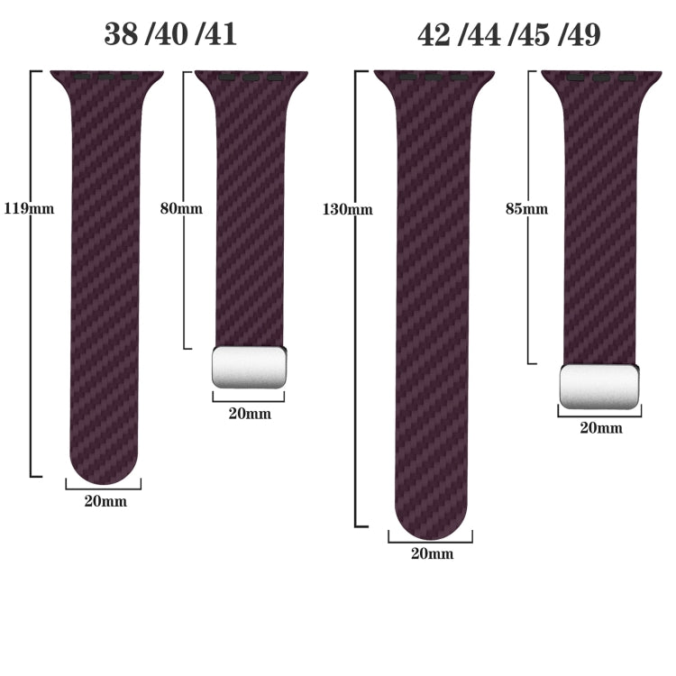 Skorter | For Apple Watch 42mm Carbon Fiber Magnetic Silver Buckle Watch Band (Purple Green)