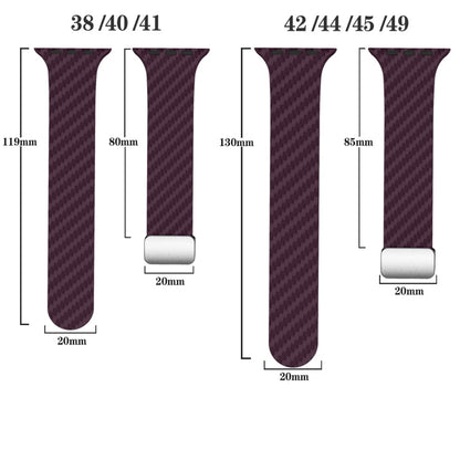 Skorter | For Apple Watch 42mm Carbon Fiber Magnetic Silver Buckle Watch Band (Purple Green)