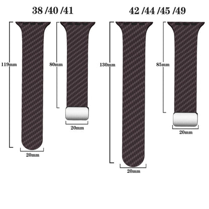 Skorter | For Apple Watch 42mm Carbon Fiber Magnetic Silver Buckle Watch Band (Dark Brown Black)