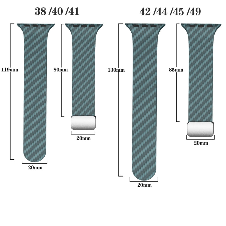 Skorter | For Apple Watch 38mm Carbon Fiber Magnetic Silver Buckle Watch Strap (Dark Green Black)