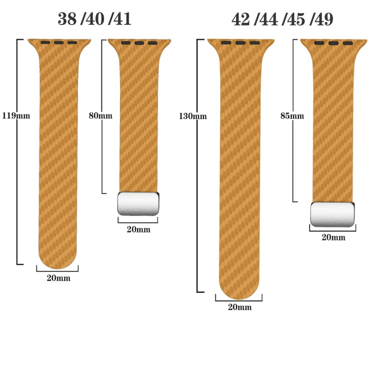 Skorter | For Apple Watch 38mm Carbon Fiber Magnetic Silver Buckle Watch Band (Light Brown Black)