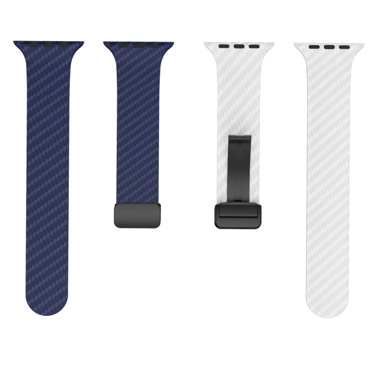 Skorter | For Apple Watch SE 2023 44mm Carbon Fiber Magnet Black Buckle Strap (Royal Blue White)