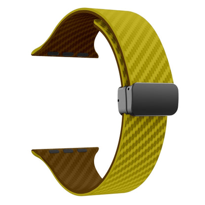 Skorter | For Apple Watch SE 2023 44mm Carbon fiber Magnet black buckle strap (Olive brown)