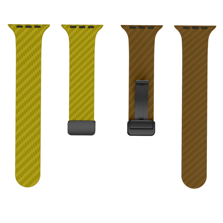 Skorter | For Apple Watch SE 2023 44mm Carbon fiber Magnet black buckle strap (Olive brown)