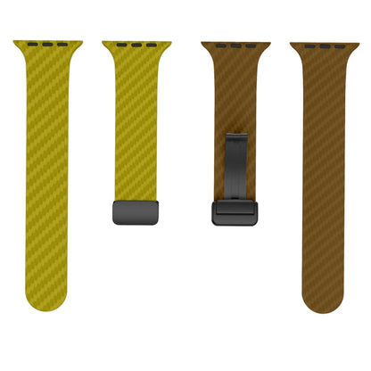 Skorter | For Apple Watch SE 2023 44mm Carbon fiber Magnet black buckle strap (Olive brown)