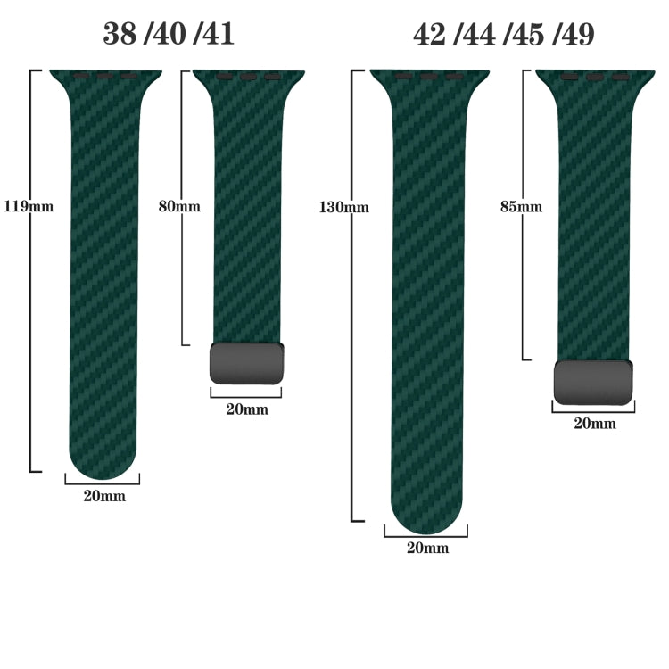 Skorter | For Apple Watch SE 2023 44mm Carbon Fiber Magnetic Black Buckle Watch Band (Dark Green Orange)