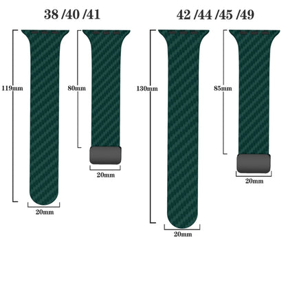 Skorter | For Apple Watch SE 2023 44mm Carbon Fiber Magnetic Black Buckle Watch Band (Dark Green Orange)