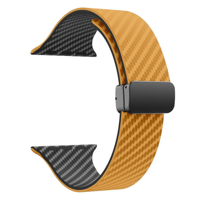 Skorter | For Apple Watch SE 2023 44mm Carbon Fiber Magnetic Black Buckle Strap (Light Brown Black)