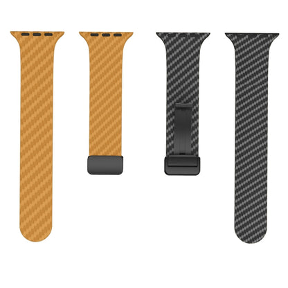 Skorter | For Apple Watch SE 2023 44mm Carbon Fiber Magnetic Black Buckle Strap (Light Brown Black)