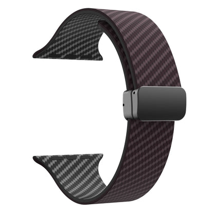 Skorter | For Apple Watch SE 2023 44mm Carbon Fiber Magnetic Black Buckle Watch Band (Dark Brown Black)
