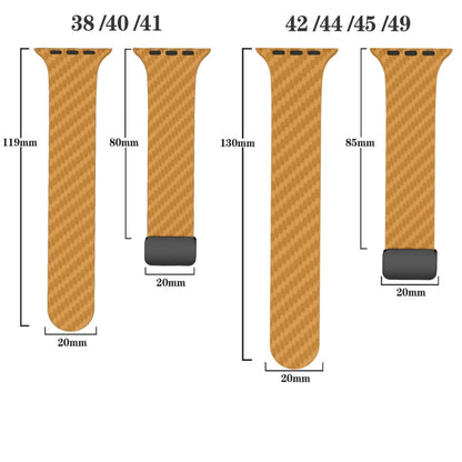 Skorter | For Apple Watch SE 2022 44mm Carbon Fiber Magnet Black Buckle Watch Band (Light Brown Black)