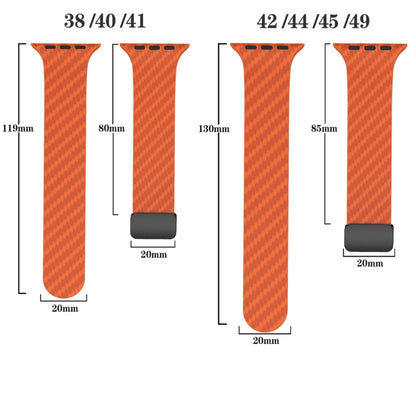 Skorter | For Apple Watch 42mm Carbon Fiber Magnetic Black Buckle Strap (Orange Grass)