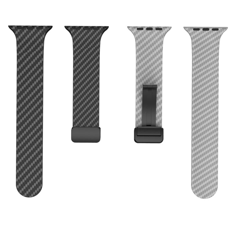 Skorter | For Apple Watch 42mm Carbon Fiber Magnet Black Buckle Watch Band (Black Gray)