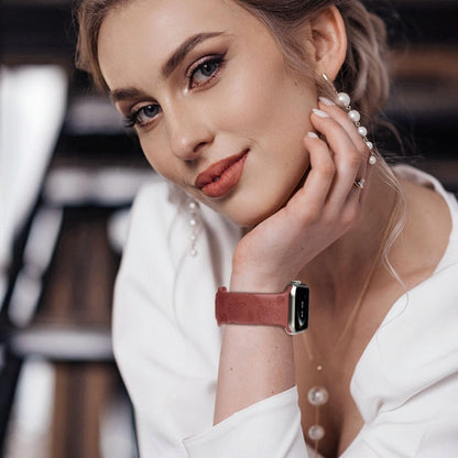 Skorter | For Apple Watch SE 2022 44mm Butterfly Flowers Embossed Silicone Watch Band (Brick Red)