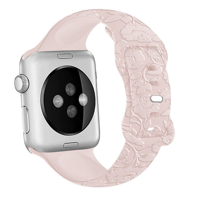 Skorter | For Apple Watch SE 2023 40mm Pink Embossed Silicone Watch Strap (Pink)
