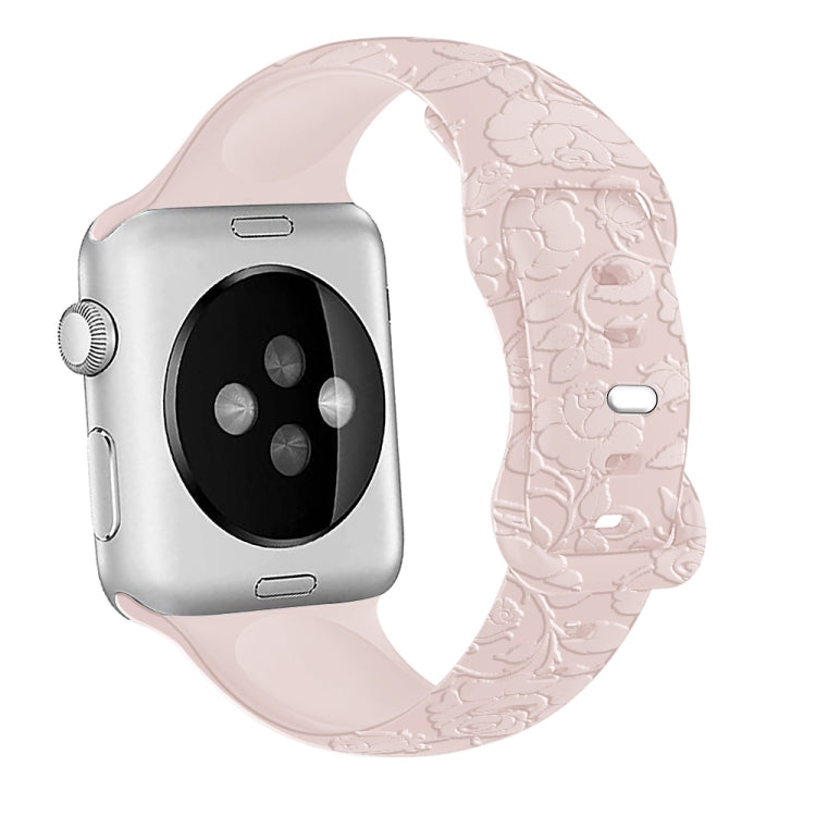 Skorter | For Apple Watch 38mm Rose Embossed Silicone Strap (Pink)