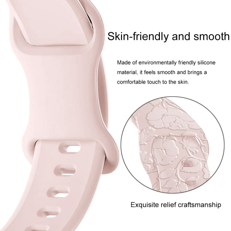 Skorter | For Apple Watch 42mm Rose Embossed Silicone Watch Band (Pink)