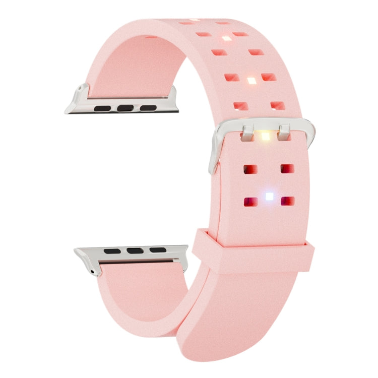 Skorter | For Apple Watch 38 mm Glowing Colorful Light Silicone Watch Band (Pink)