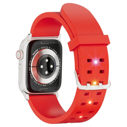 Skorter | For Apple Watch 38 mm Luminous Colorful Light Silicone Watch Band (Red)