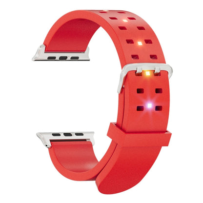 Skorter | For Apple Watch 38 mm Luminous Colorful Light Silicone Watch Band (Red)
