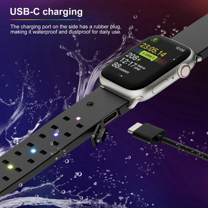 Skorter | For Apple Watch 38mm Bright Colorful Light Silicone Watch Band (Black)