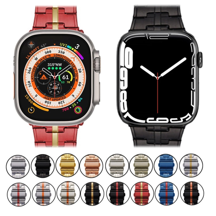 Skorter | For Apple Watch SE 2023 40mm Stainless Steel Watch Band (Black Orange)
