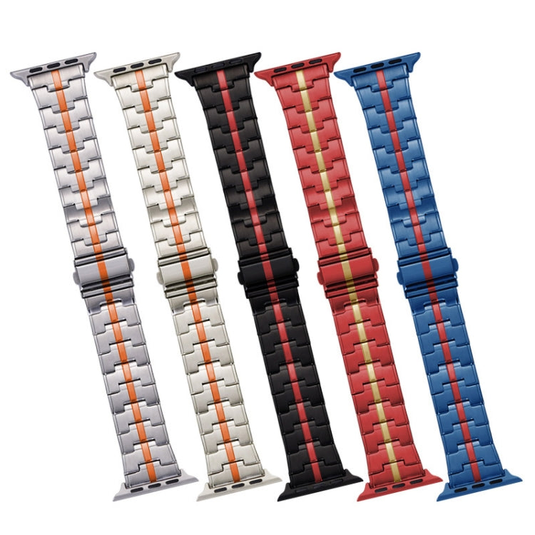 Skorter | For Apple Watch SE 2023 40mm Stainless Steel Watch Band (Blue Red)