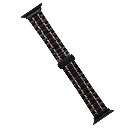 Skorter | For Apple Watch SE 2023 44mm Five-Pearl Stainless Steel Watch Band (Black Rose Gold)