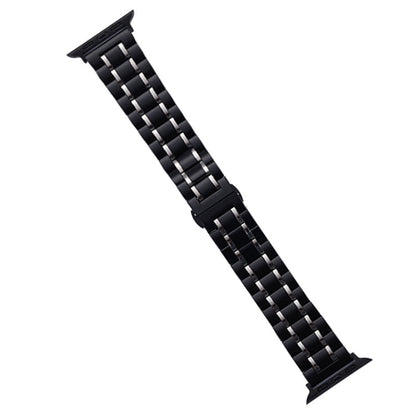 Skorter | For Apple Watch SE 2023 44mm Five-Bead Stainless Steel Band (Black Silver)