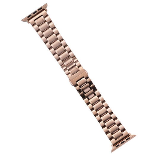 Skorter | For Apple Watch SE 2023 44mm Five-Bead Stainless Steel Watch Band (Rose Gold)