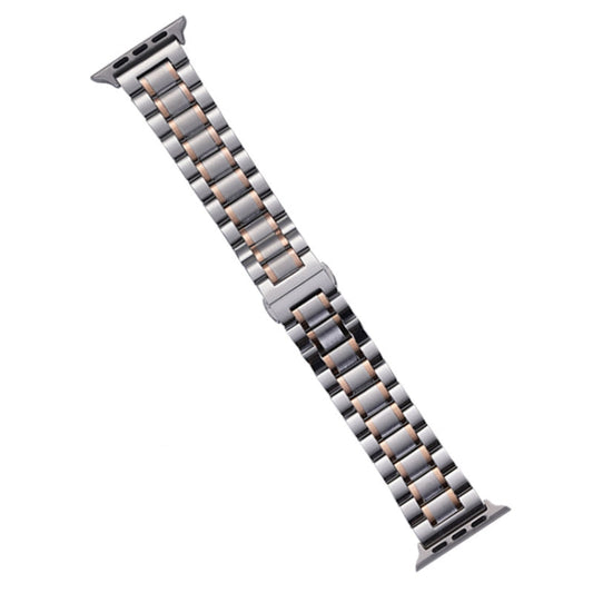 Skorter | For Apple Watch SE 2023 44mm Five-Pearl Stainless Steel Bracelet (Silver Rose Gold)