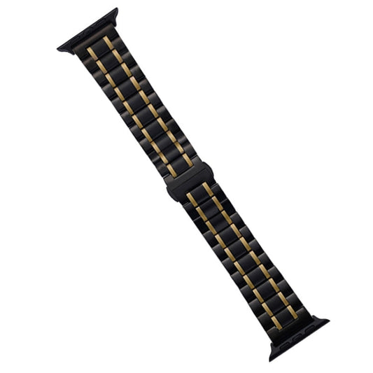 Skorter | For Apple Watch 38mm Five-Bead Stainless Steel Watch Band (Black Gold)