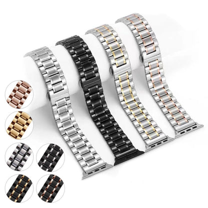 Skorter | For Apple Watch SE 2023 44mm Five-Bead Stainless Steel Bracelet (Silver Gold)