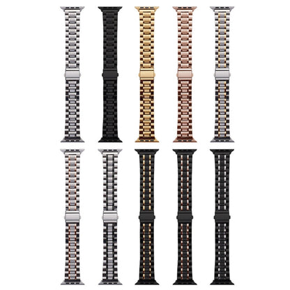 Skorter | For Apple Watch SE 2023 44mm Five-Bead Stainless Steel Band (Black Silver)