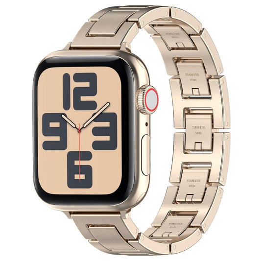 Skorter | For Apple Watch SE 2023 44mm H Slim Stainless Steel Band (Starlight)