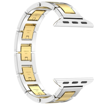 Skorter | For Apple Watch SE 2023 44mm H Slim Stainless Steel Watch Band (Silver Gold)
