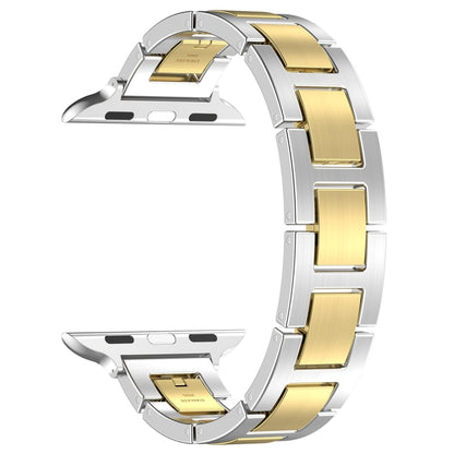 Skorter | For Apple Watch SE 2023 44mm H Slim Stainless Steel Watch Band (Silver Gold)