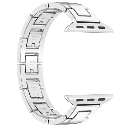 Skorter | For Apple Watch SE 2023 44mm H Slim Stainless Steel Band (Silver)