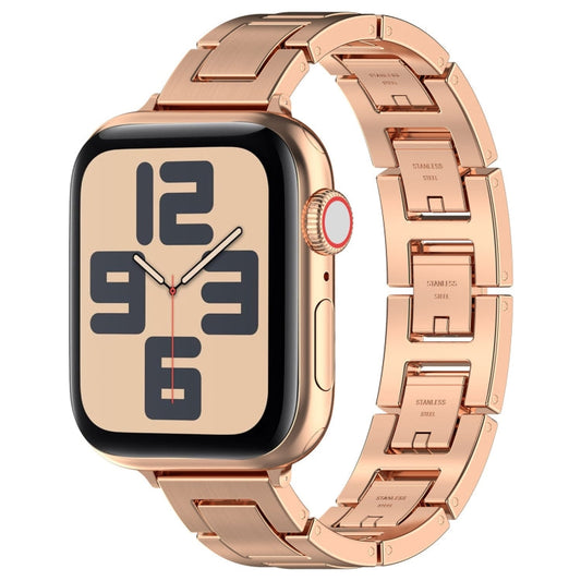 Skorter | For Apple Watch SE 2023 40mm H Slim Stainless Steel Watch Band (Rose Gold)