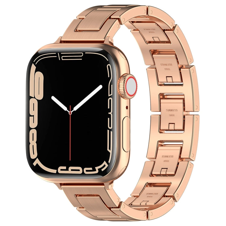 Skorter | For Apple Watch 42mm H Slim Stainless Steel Band (Rose Gold)