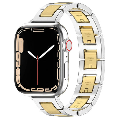 Skorter | For Apple Watch 38mm H Slim Stainless Steel Band (Silver Gold)