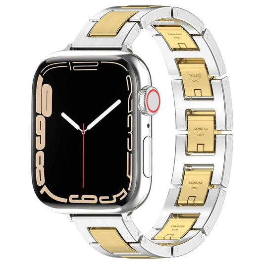 Skorter | For Apple Watch 38mm H Slim Stainless Steel Band (Silver Gold)