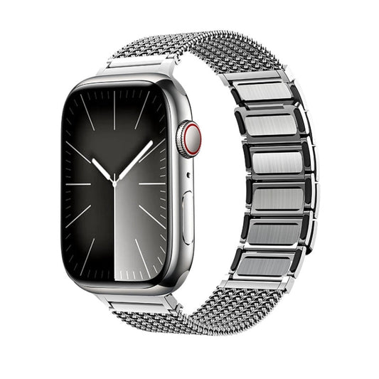 Skorter | For Apple Watch 42mm Magnetic Closure Braided Chain Stainless Steel Strap (Silver)