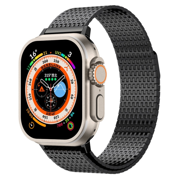 Skorter | For Apple Watch Series 9 45mm Milanese Loop Magnetic Closure Stainless Steel Bracelet (Black)
